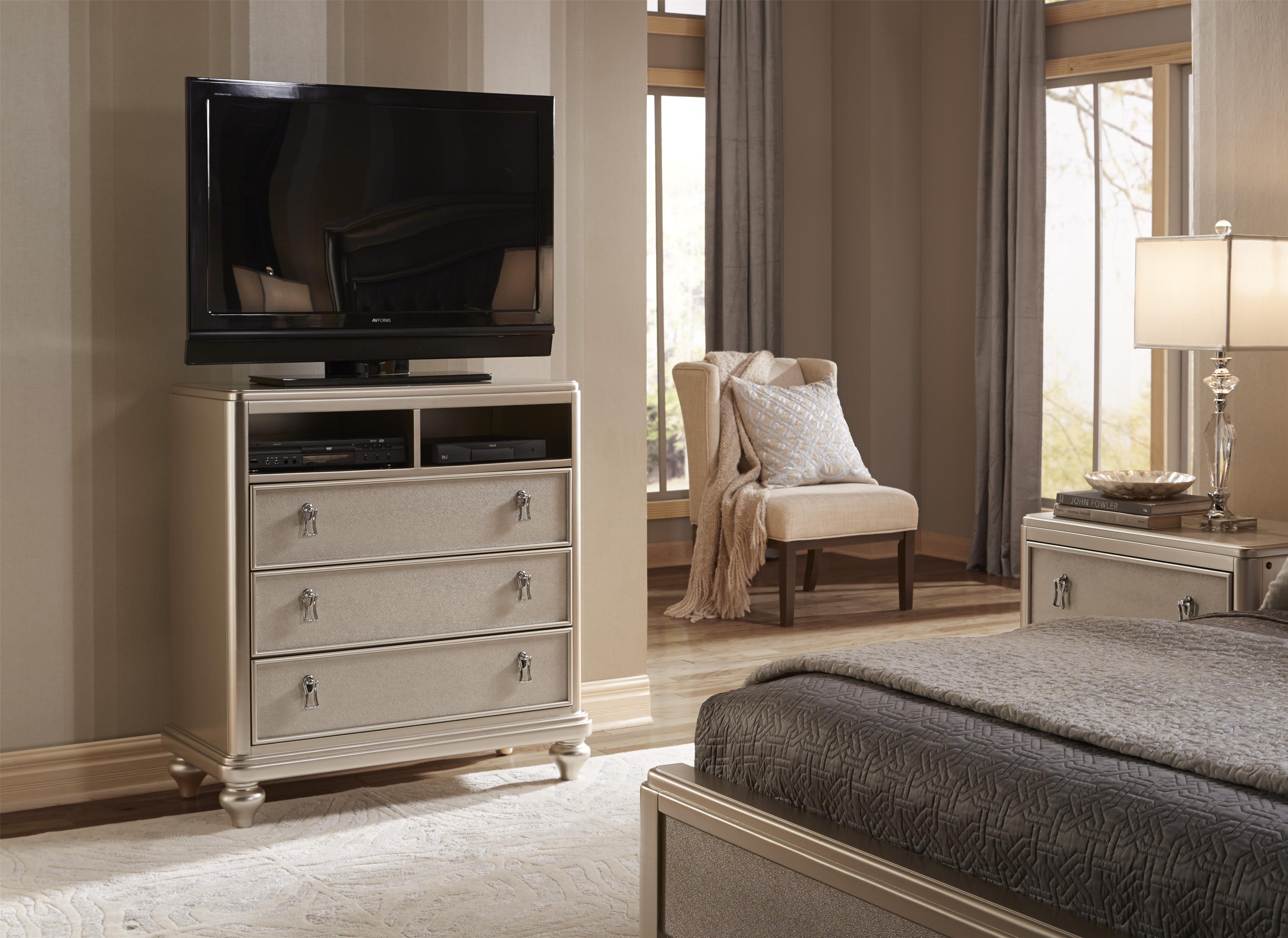 Samuel Lawrence Diva TV Stand w/ Faux Embossed Leather Miskelly